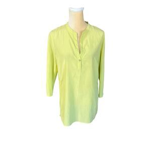 Provence D'amour Green Tunic Top Lightweight Silk Blend Size Large